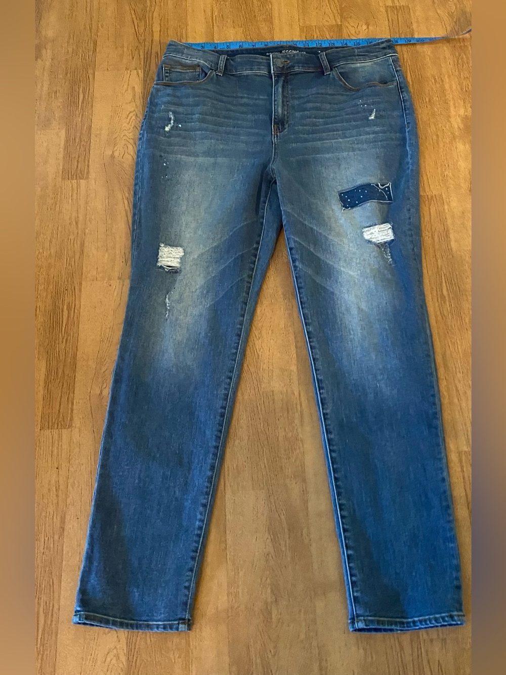 Chicos size 2.5 Platinum distressed ankle jeans Western Festival Boho Glam Y2K